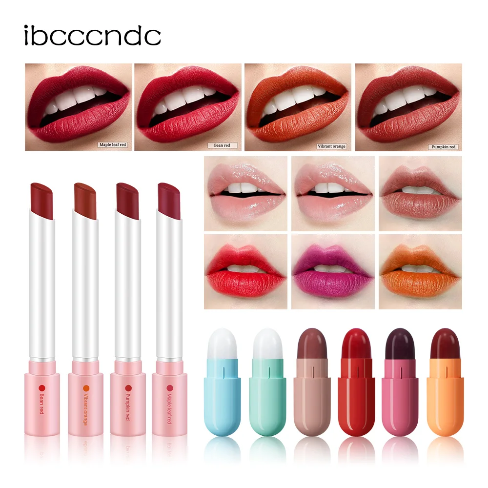 Velvet Slim Lipstick & Mini Capsule Lip Stick Long Lasting Waterproof Lip Makeup Rich Pigment Portable Daily Women Lip Cosmetics