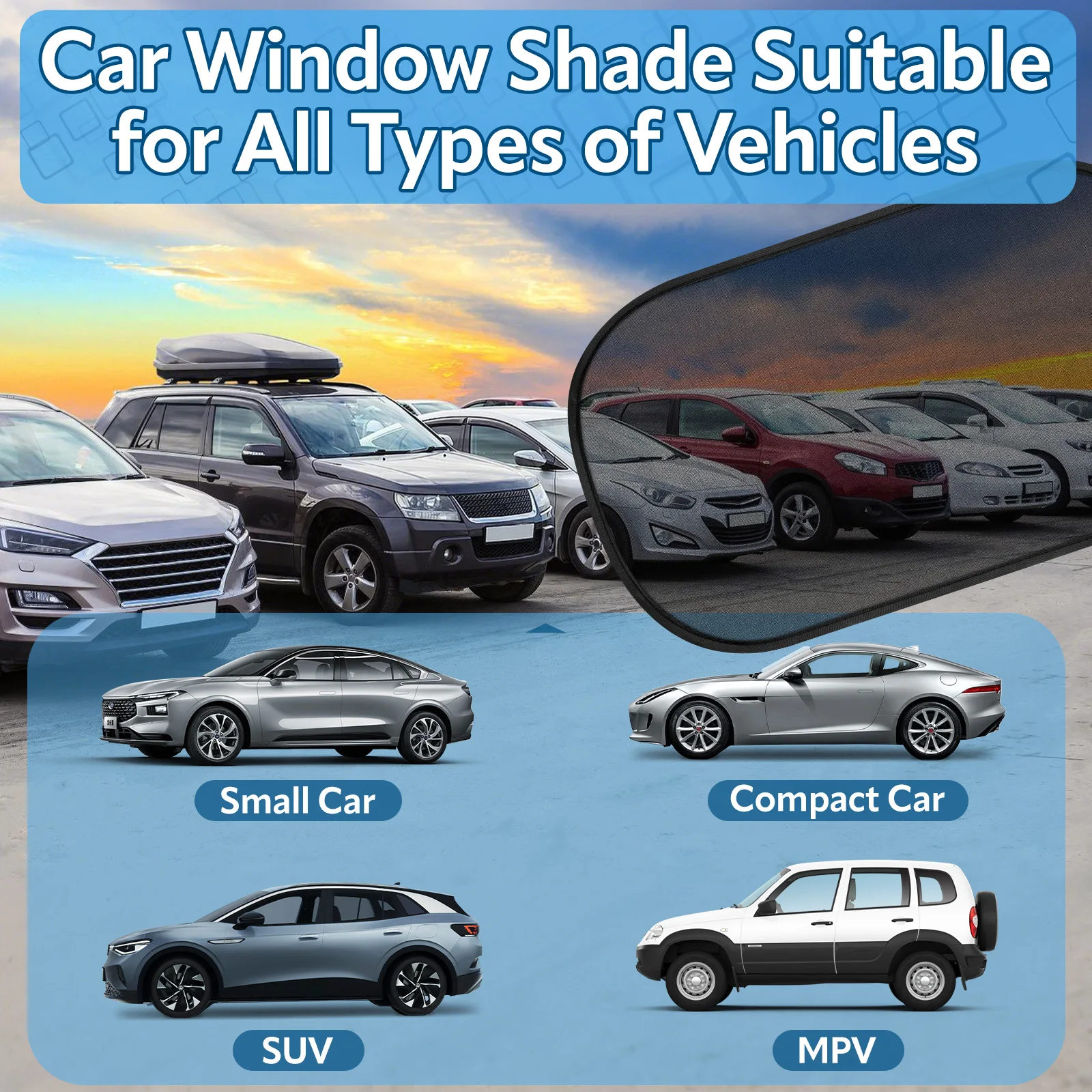 Pare-soleil universel pour fenêtre latérale de voiture, 4 pièces, pare-soleil avant et arrière, blocage UV d'été, ventouse, rideaux de Protection solaire pour voiture