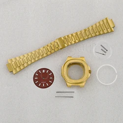 41mm Stainless Steel Gold Case Watchband Watch Dial Hands Parts For Nautilus NH35 Automatic Movement Accessories