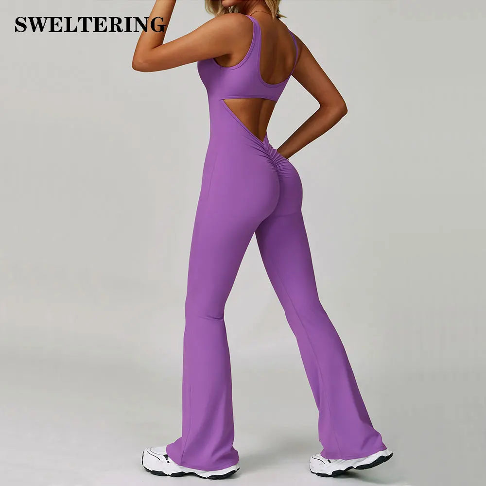 Sexy Back V Gym Jumpsuit Women's Fitness Suit Yoga Sets Sports Overalls for Woman Tracksuit Yoga Clothing Workout Sportswear