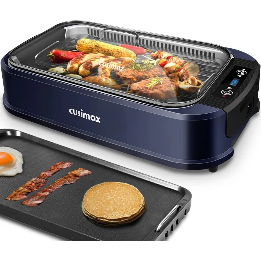 Indoor Grill Electric Grill Griddle Smokeless Grill, Portable Korean BBQ Grill with Turbo Smoke Extractor Technology