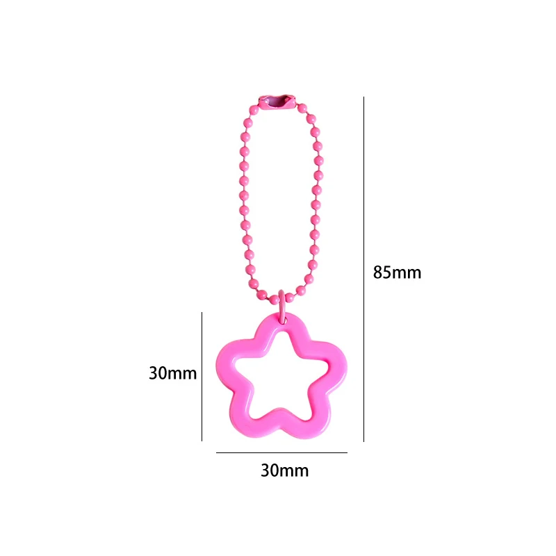10pcs 85mm Ball Bead Chains Keyrings Key Chains With Star Beads Charms Metal Iron Key Ring Keychain Accessories Jewelry Making