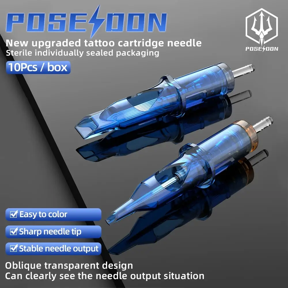 100PCS Mixed Tattoo Needle POSEIDON V3 PRO MAX Professional Cartridge Needles Safety Cartridges Disposable Tattoo Needles