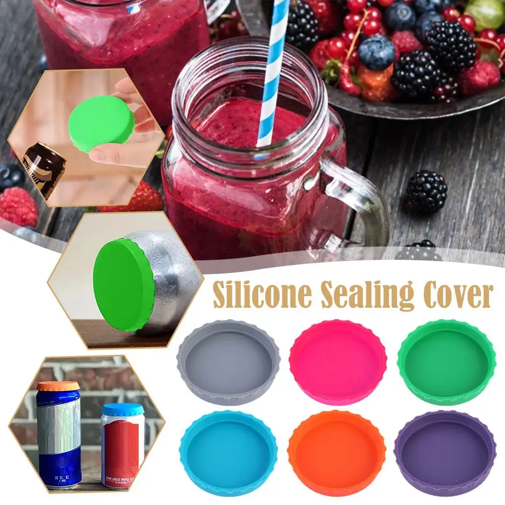 6pcs Beer Dust-proof Cap Multicolour Silicone Can Lids Leak-proof Sealed Can Cap Washable And Reusable Drinkware Accessories
