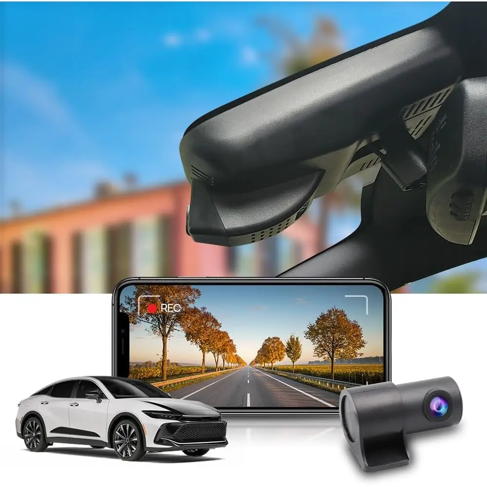 

ront 2160P+Rear 1080P Cam Adapts or Crown 2023-2025 XLE Limited Platinum (Gen16), OEM , Dual HD Video, Loop Recording, Wii & APP