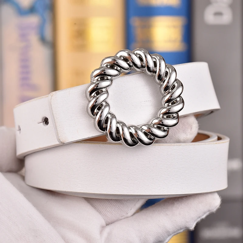 Women's leather belt, cowhide fashion, Korean version, cross-border belt, girls' Tiktok, simple cowhide, smooth buckle, belt, ne