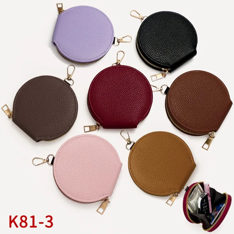 New Solid Color Korean Style Round Mini Wallet Women's Portable Coin Bag Cosmetic Bag Multi-functional Student Change Bag