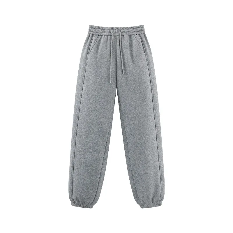 Cozy Thick Fleece Jogger Pants Elastic Waist Drawstring Sweatpants Women Casual Loose Fit Warm Winter Lounge Style Lady Trousers