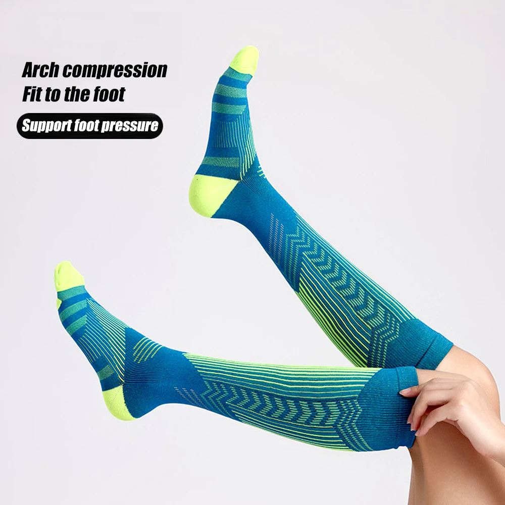 Chaussettes de compression élastiques pour hommes et femmes, bas de sport, cyclisme, football, varices, 20-30 mmHg, 1 paire