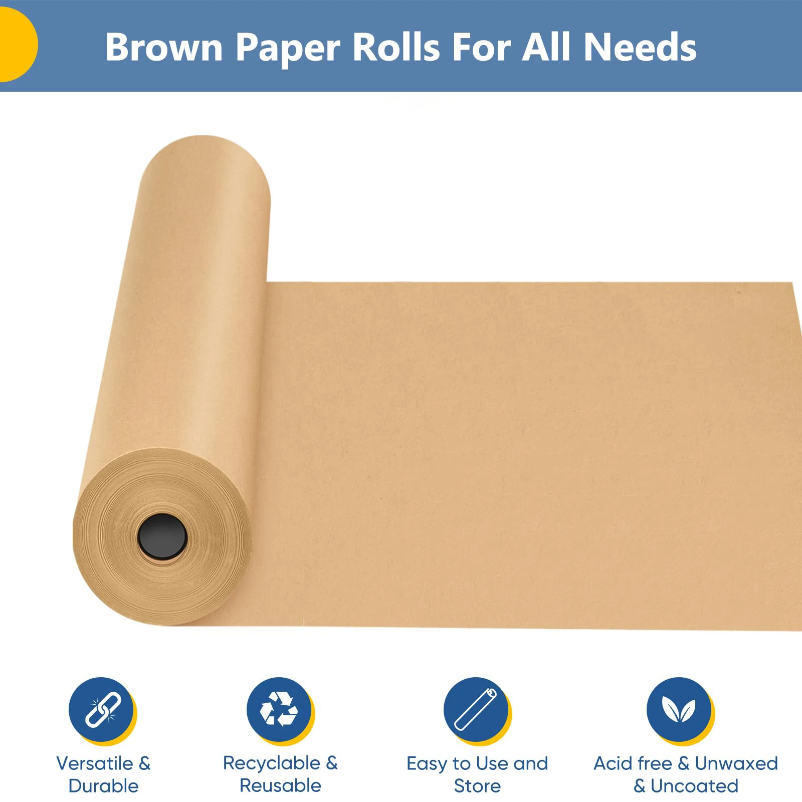 Rolo de papel kraft marrom para embrulho, movendo-se rolo de papel de embalagem para decoração e pintura do casamento, 11.8in x 9.8 ft, 16.4 ft, 32.8ft