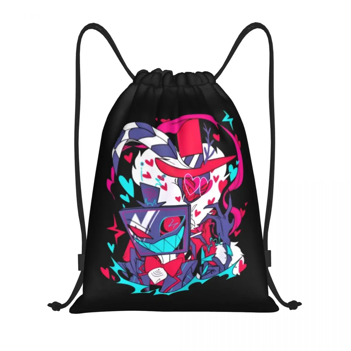 Custom Hazbins TV Show Animation Hotel Drawstring Bag Men Women Lightweight Sports Gym Storage Backpack