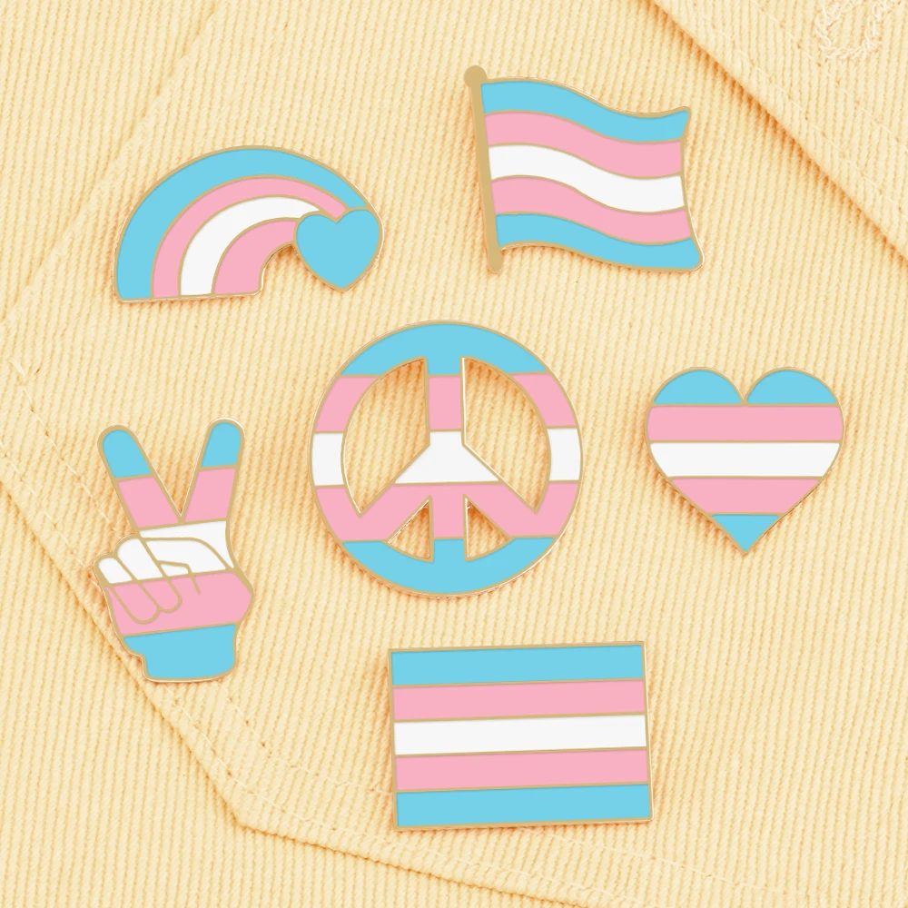 Transgender Pride Enamel Pin LGBT Flag Peace Trans Gay Lesbian Brooch Custom Bag Lapel Pins Cartoon Cute Badge for Lover Jewelry