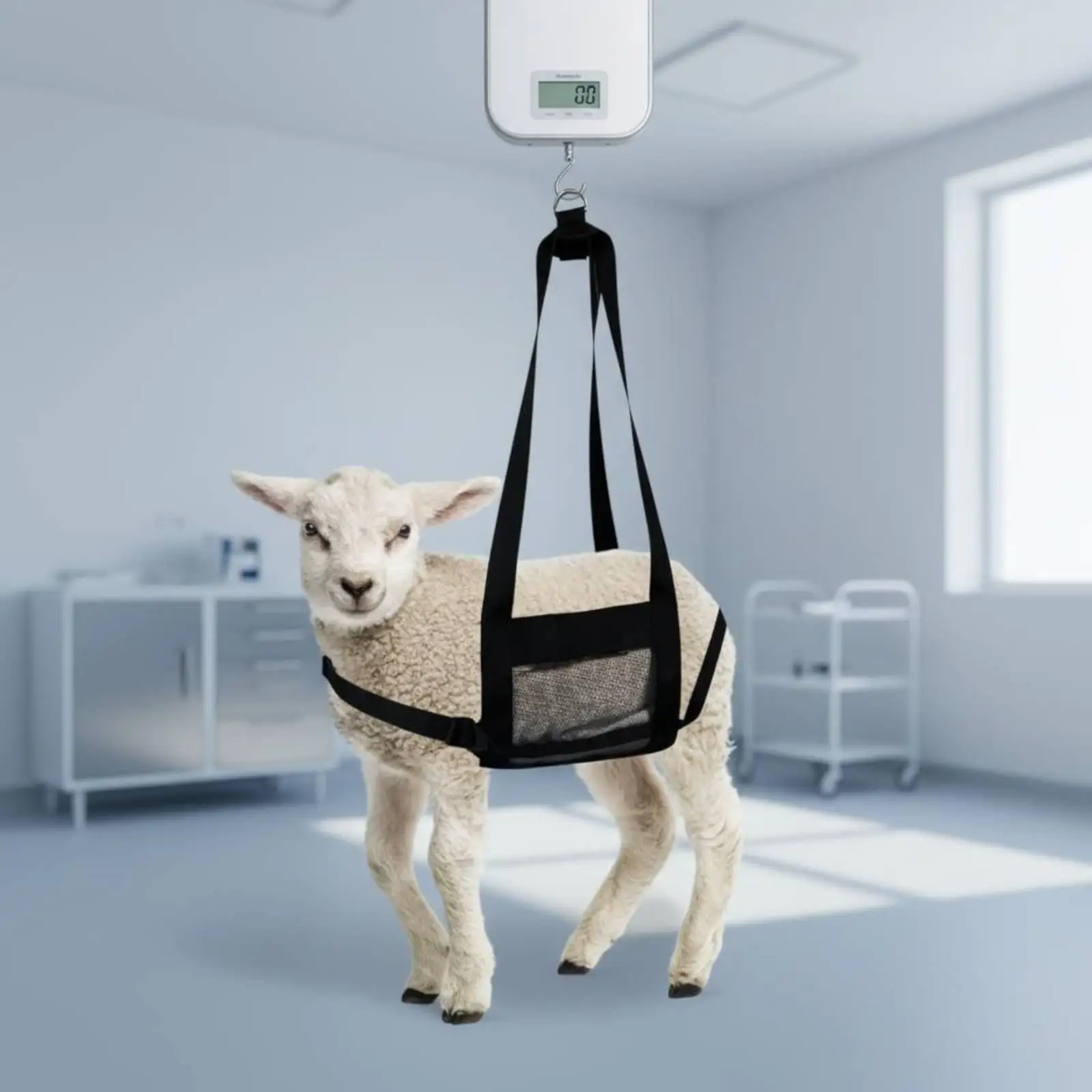 Livestock Weighing Sling Adjustable Fit Mesh Animal Harness for Baby Sheep Calf Piglet Farm Care Measuring