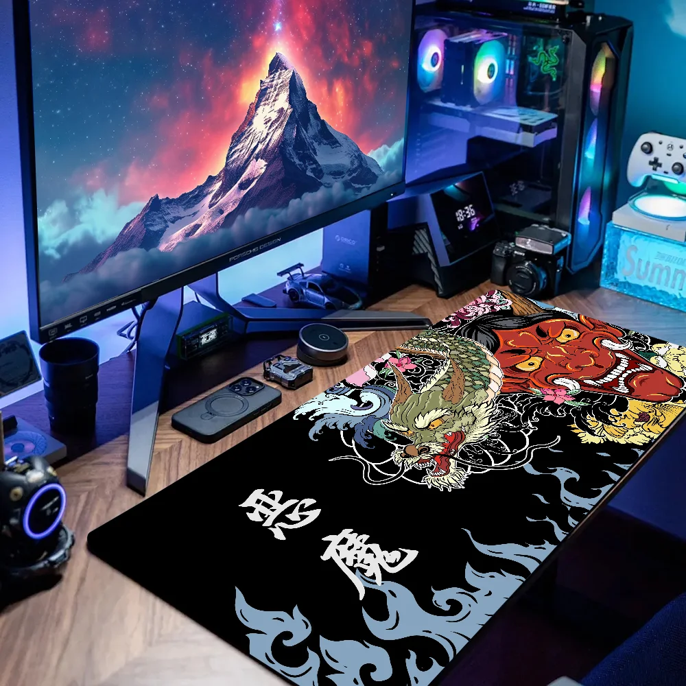 Imagem -02 - Grande à Prova d Água Gaming Acessórios Mousepad Gamer Desktop Expansion Pad Diabo Japonês Impressão hd Demônio Novo Design pc