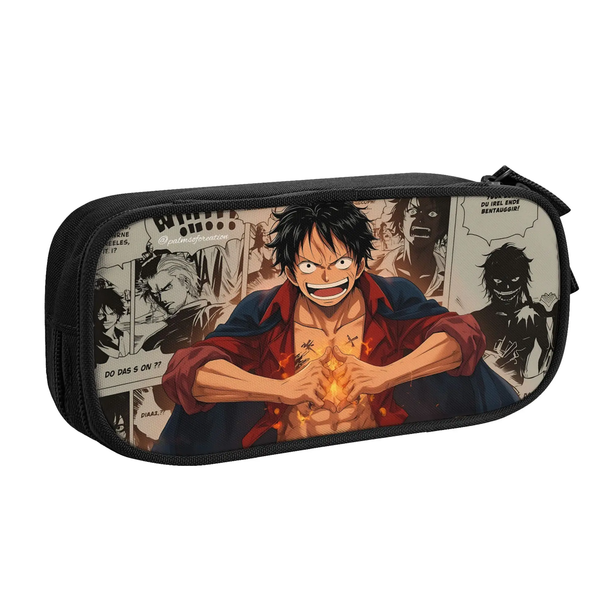 Large Capacity Bags For Child Cartoon Luffy Vintage Manga Poster Graphic One-Pieces School Pencil Bag For Boys Gilrs Kids