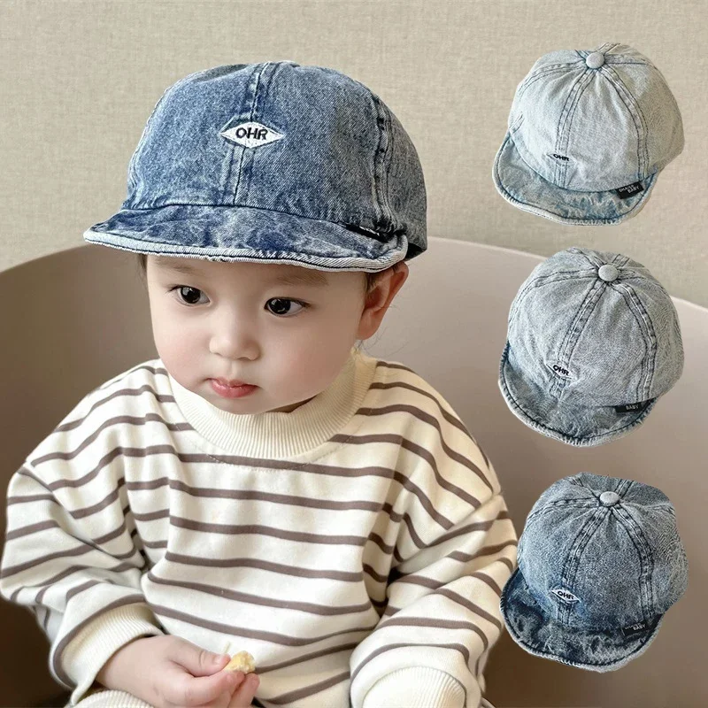 

Vintage Denim Baby Baseball Hat Fashion Kids Soft Brim Duck Tongue Hat Children Outdoor Cowboy Sunscreen Visors