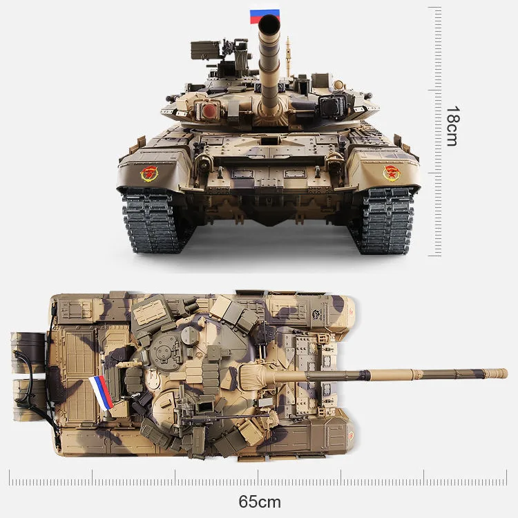 Henglong 3938 T-90 Metal Russian Main Battle Tank RC Model Can Launch Simulation Model Crawler Electric Remote Control Toy Car