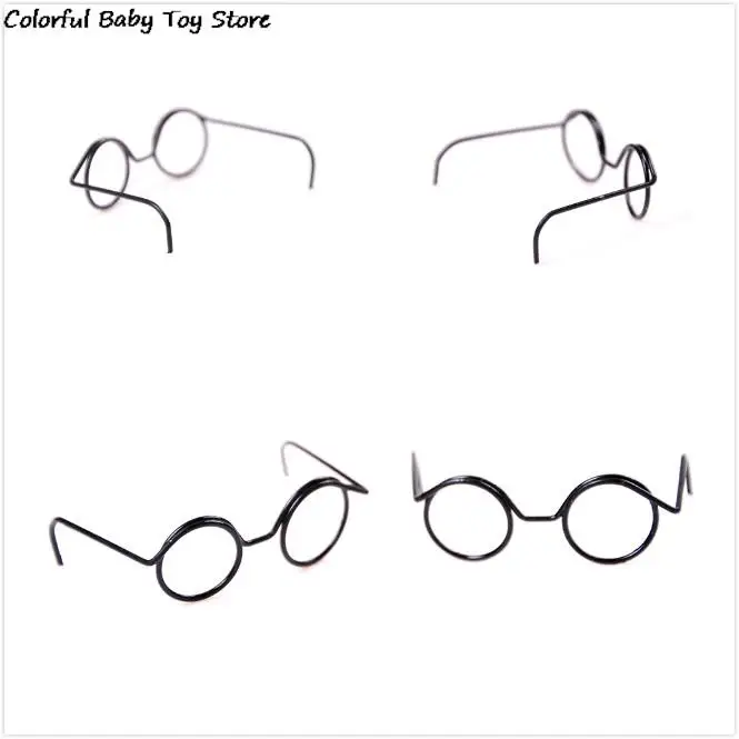 2PCS Top Selling Fashion Round Frame Lensless Retro Cool Doll Glasses For BJD Doll 1/6 30cm Doll Accessories