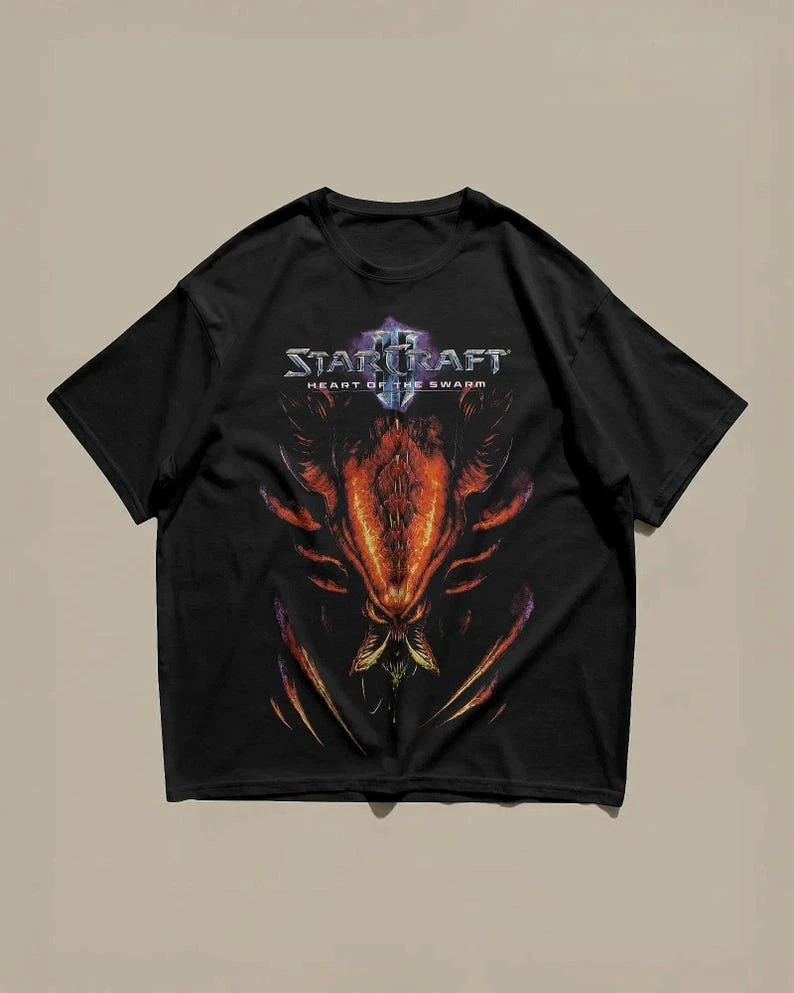 StarCraft 2 Heart of the Swarm Shirt, Vintage Zerg Graphic Tee, Retro Sci-Fi Gamer T Shirt