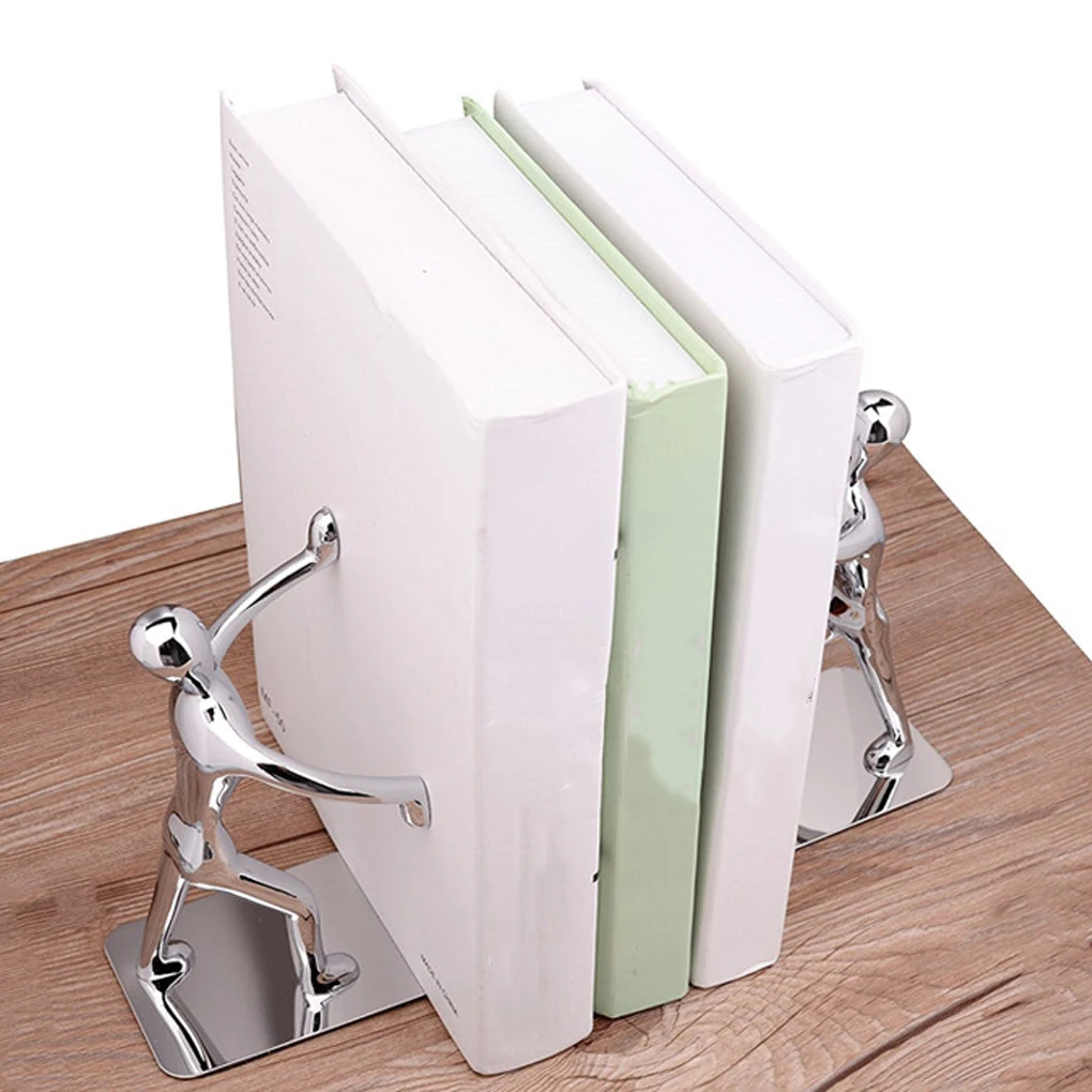 

1 Pair Bookend Stainless Steel Book End Stand Magazines Stopper Support