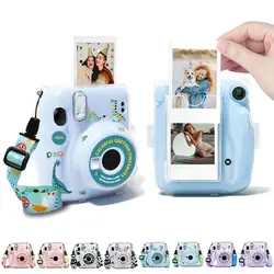 3 in 1 Transparent Shoulder Strap Storage Case Camera Cover Photo Bag Protective Shell For Fujifilm Instax Mini 11