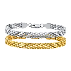 Chain Bracelet For Women Men, Mesh Link Stainless Steel Bracelet Gold Plated,Minimalist Stackable Jewelry