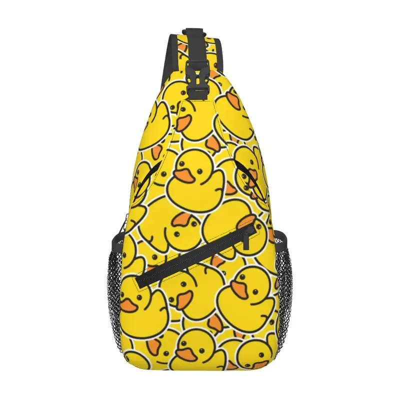 

Custom Yellow Ducks Crossbody Sling Backpack Men Cartoon Shoulder Chest Bag for Travel Hiking Daypack