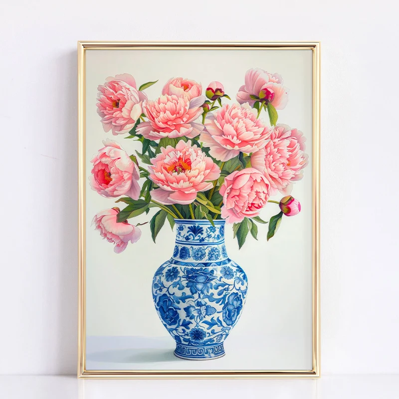 Chinoiserie Vase Watercolor Flower Posters and Prints Canvas Printing Vintage Wall Art Picture for Living Room Home Decoration