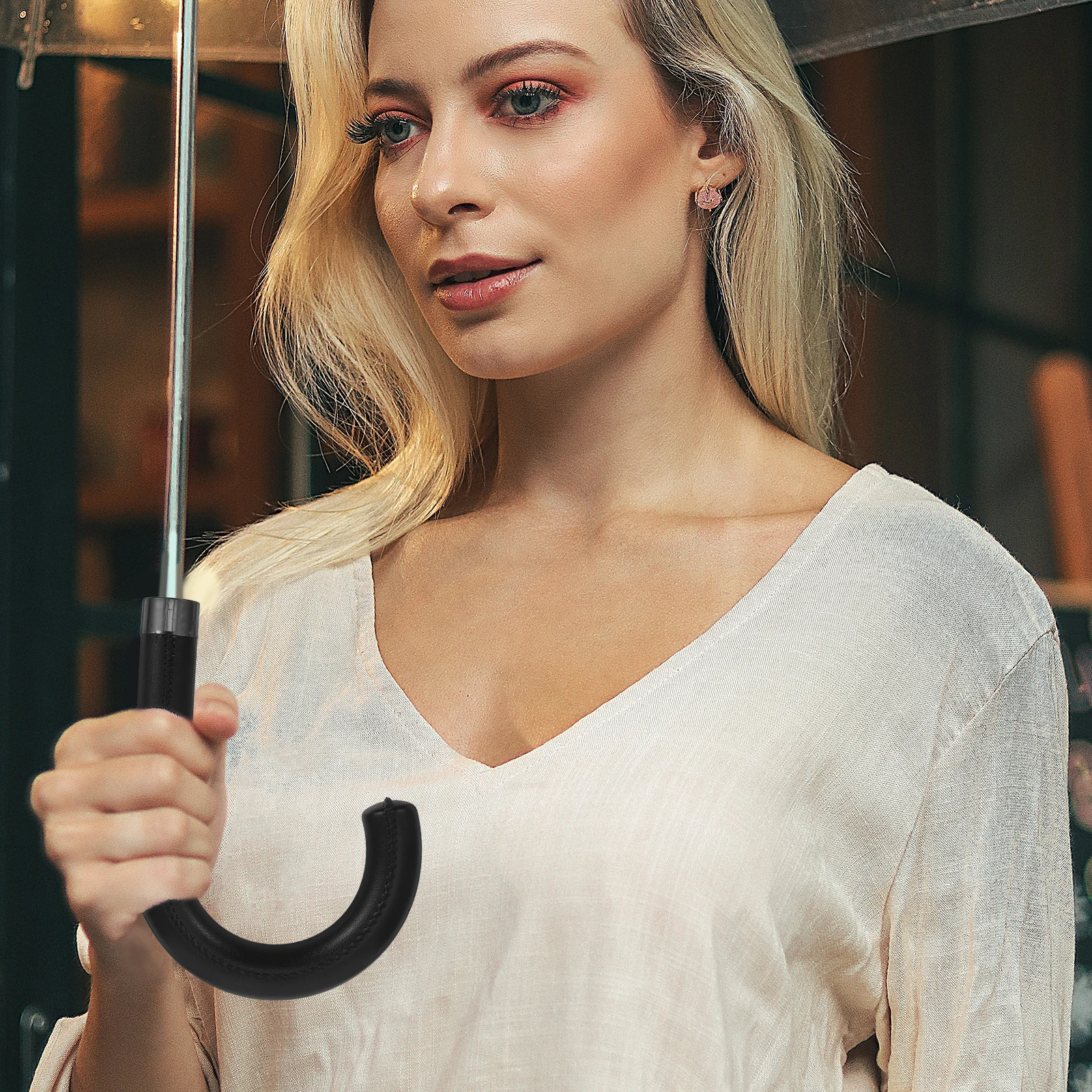 

Umbrella Handle Accessories Comfortable Replacement Rain Daily Use Grip Cane Sturdy UV Coffee Color Long Handle 10mm