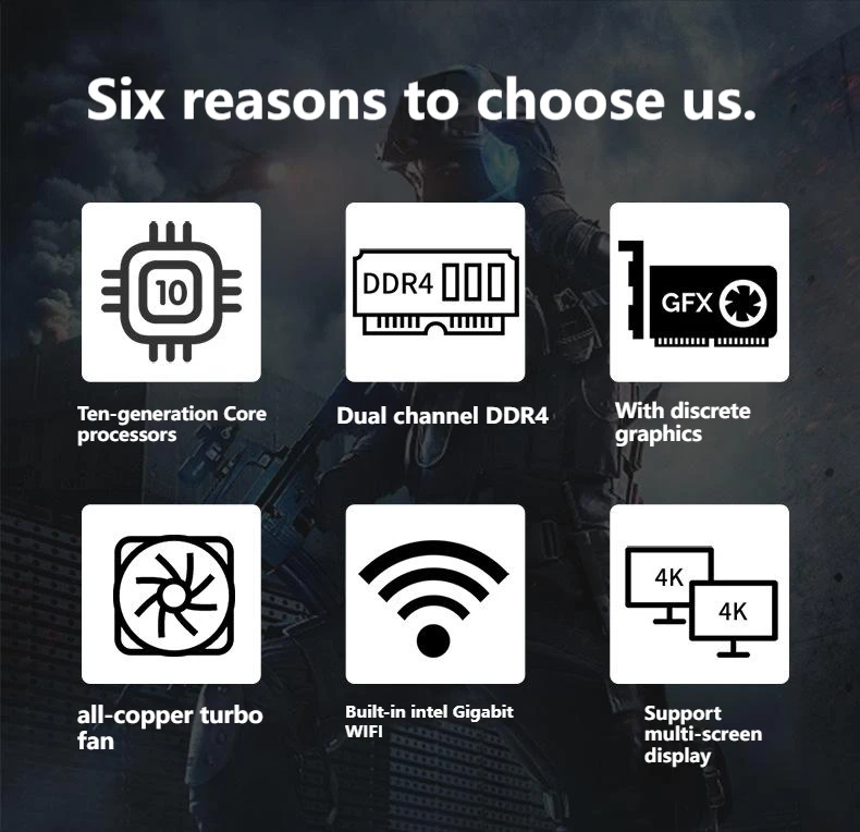 محمول Intel Core I3 I5 I7 I9 10th Gen Mini PC GTX1050Ti 4GB Windows 11 Game Office Station RJ45 DP TYPE-C DVI منتج جديد