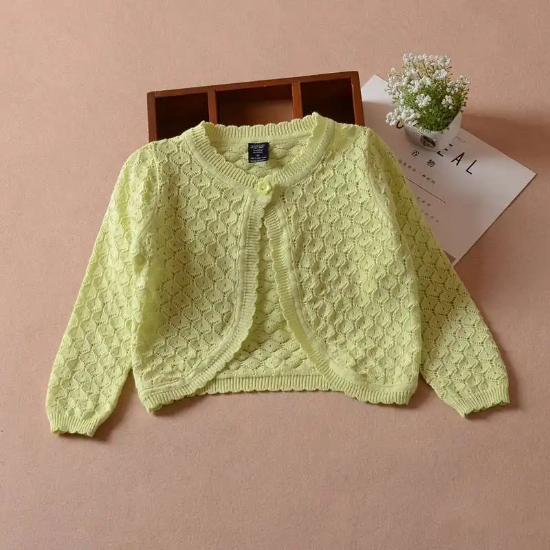 0-10 Years White Thin Summer Baby Girls Cardigan Jacket Kids Pink Yellow Shawl Girls Clothes for 1 2 3 4 6 8 10 Years Old 215409