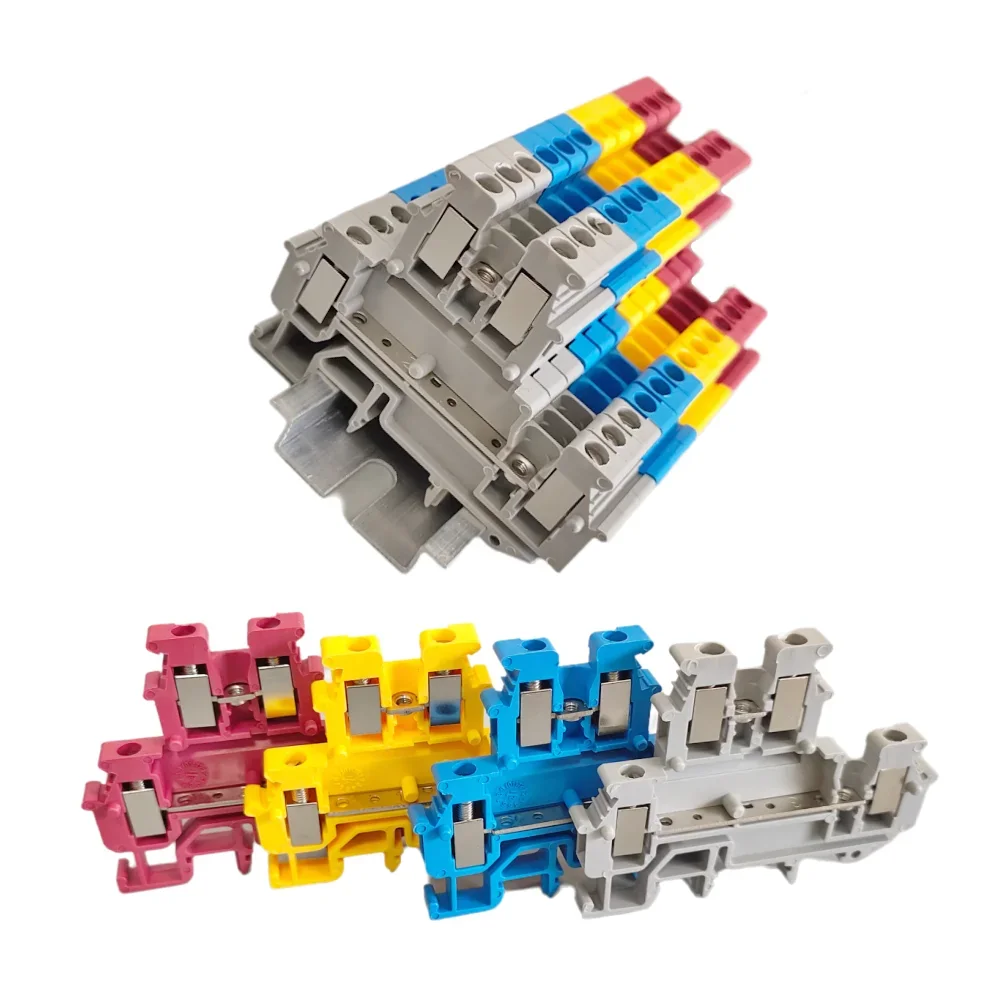 10Pcs MBKKB-2.5 Double Level DIN Rail Terminal Block 2.5mm² Screw Feed-Through Connector