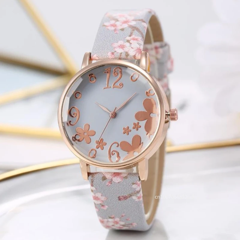 Colorful Flowers Women\'s Watches Printed Belt Quartz Wristwatches for Girls Ladies Watches Casual Clock Gift Relogios Feminino