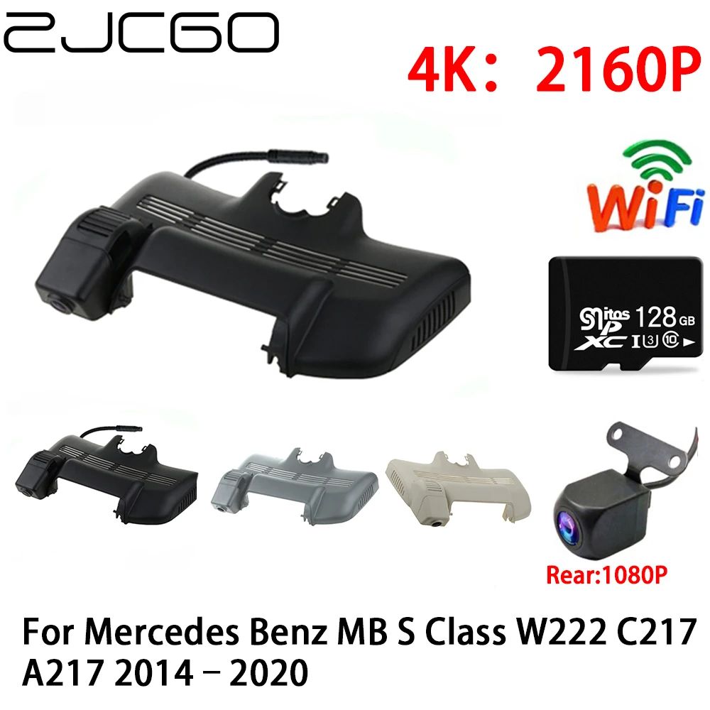 ZJCGO 2K 4K Car DVR Dash Cam Wifi Front Rear Camera 2 Lens 24h Parking for Mercedes Benz MB S Class W222 C217 A217 2014–2020