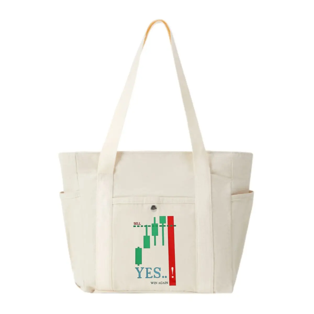 

Stock Market Candlestick Yes.. Win Again Graphic Casual Canvas Tote Women's Basic Vintage Work Commute Bag