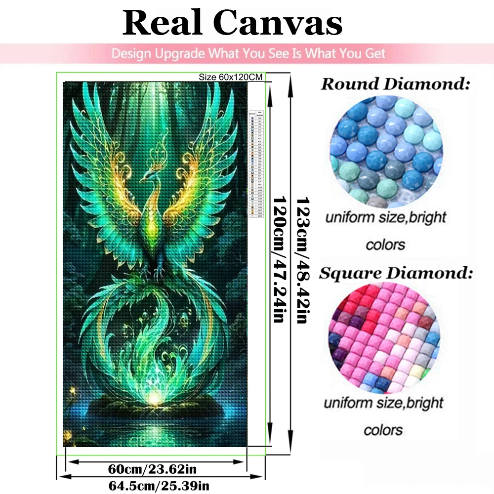 Fantasy Green Phoenix Diamond Painting New 2025 Full Diamond Embroidery Mosaic Diy Crystal Art Vermilion Birds Home Decor Gift