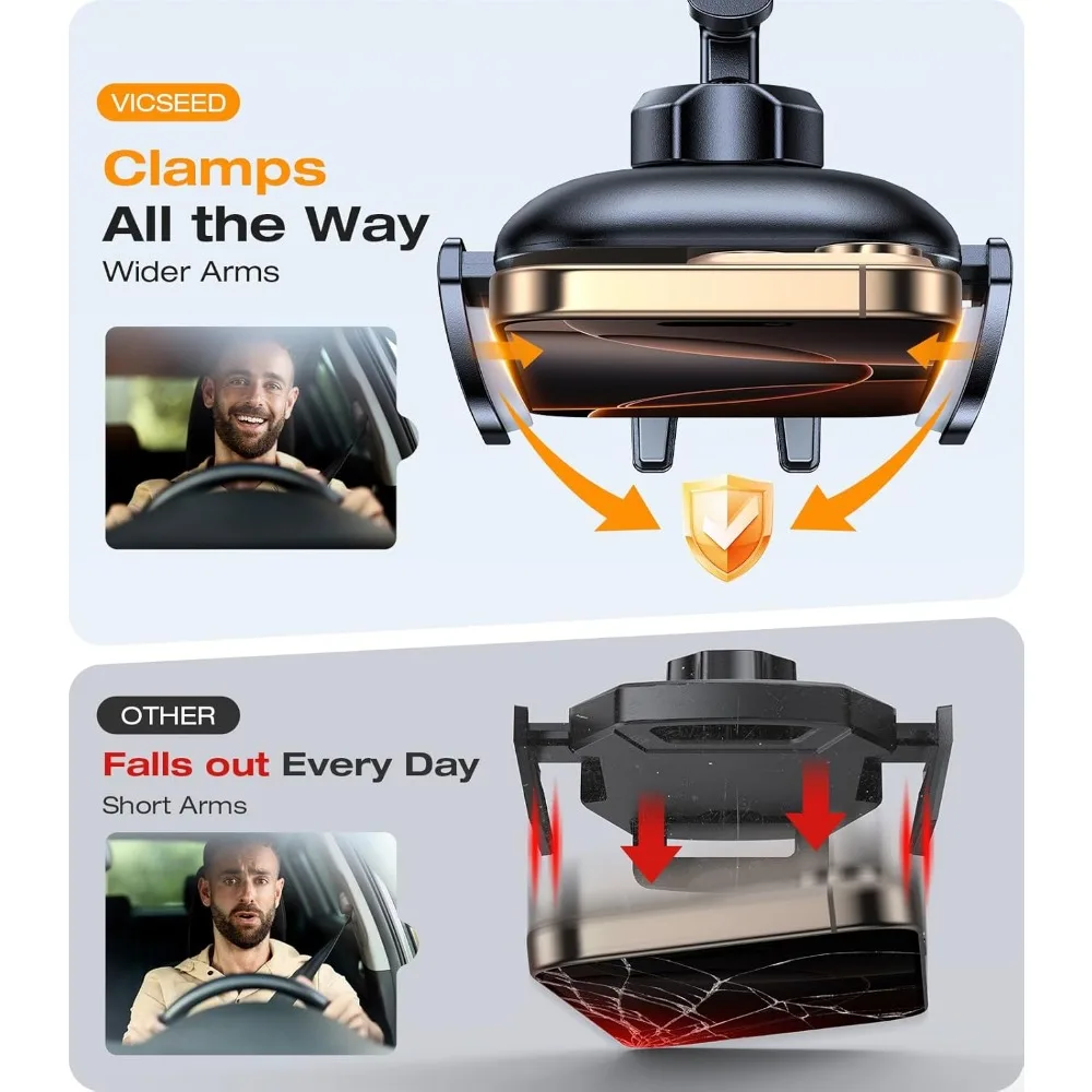 Wytrzymały uchwyt samochodowy na telefon w stylu militarnym, ulepszony metalowy uchwyt antywibracyjny do gniazdka CD i kratki wentylacyjnej, kompatybilny z grubymi etui.