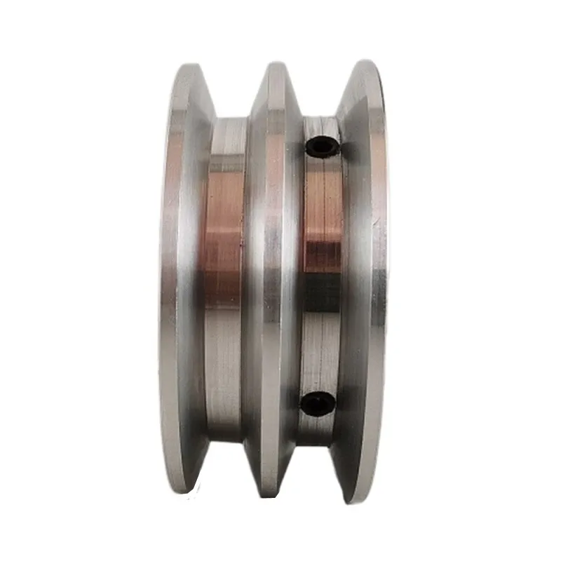 1x Aluminum Alloy Double Groove 60MM Pulley Wheel 8-25MM Fixed Bore Pulley for Motor Shaft 10MM PU Round Belt