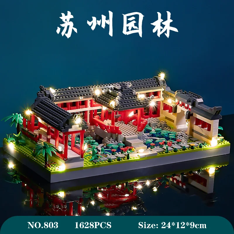 3628PCS + Chinoiserie Khối Xây Dựng Khu Vườn Ở Nam Trung Quốc Phong Cách Kiến Trúc Truyền Thống Gạch Kid Đồ Chơi Quà Tặng Giáng Sinh