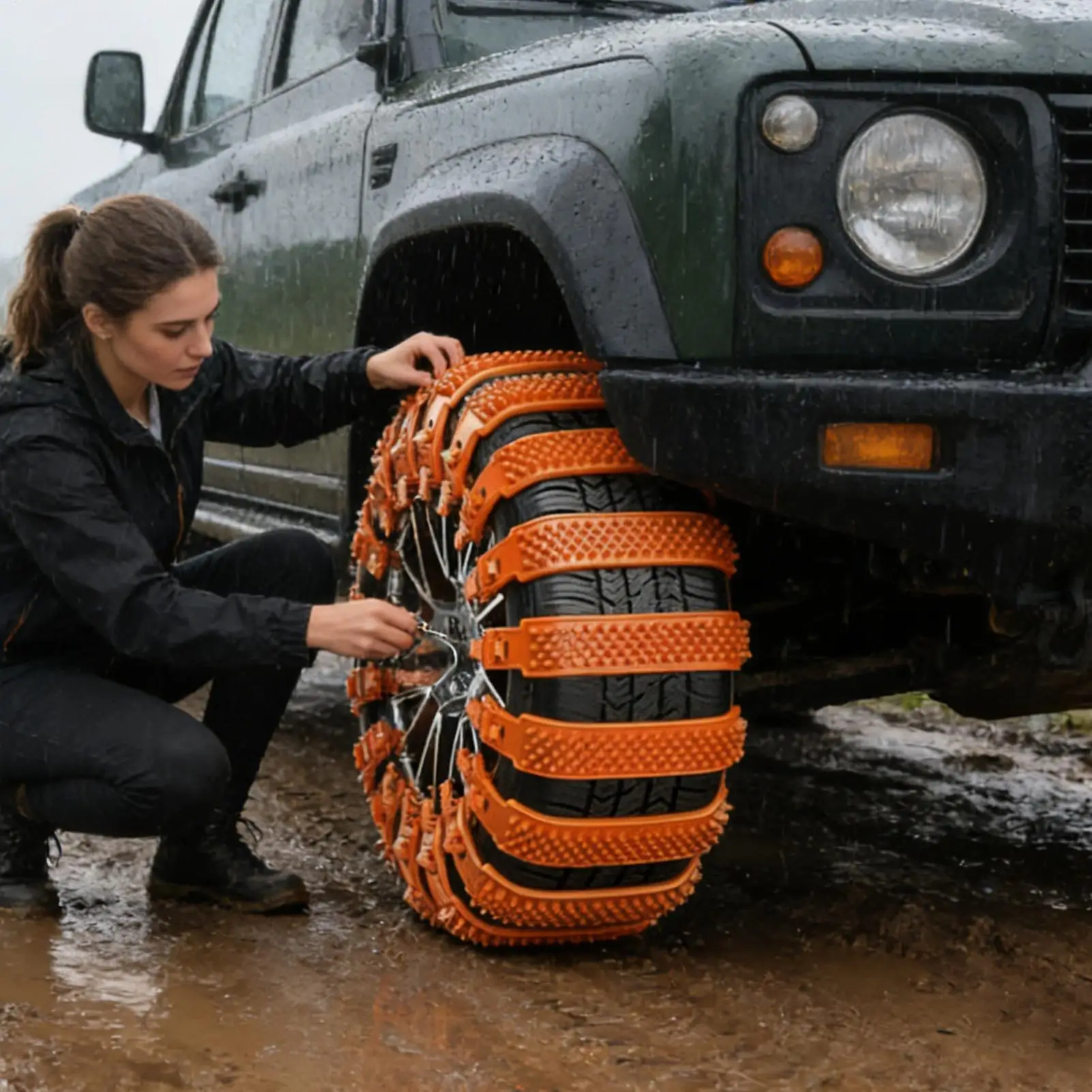 Zip Tie Tire Chain Snow Tire Straps 10pcs Adjustable Anti-Skid Car Tire Grips For Snow Automotive Van Vehicle RV Truck SUV