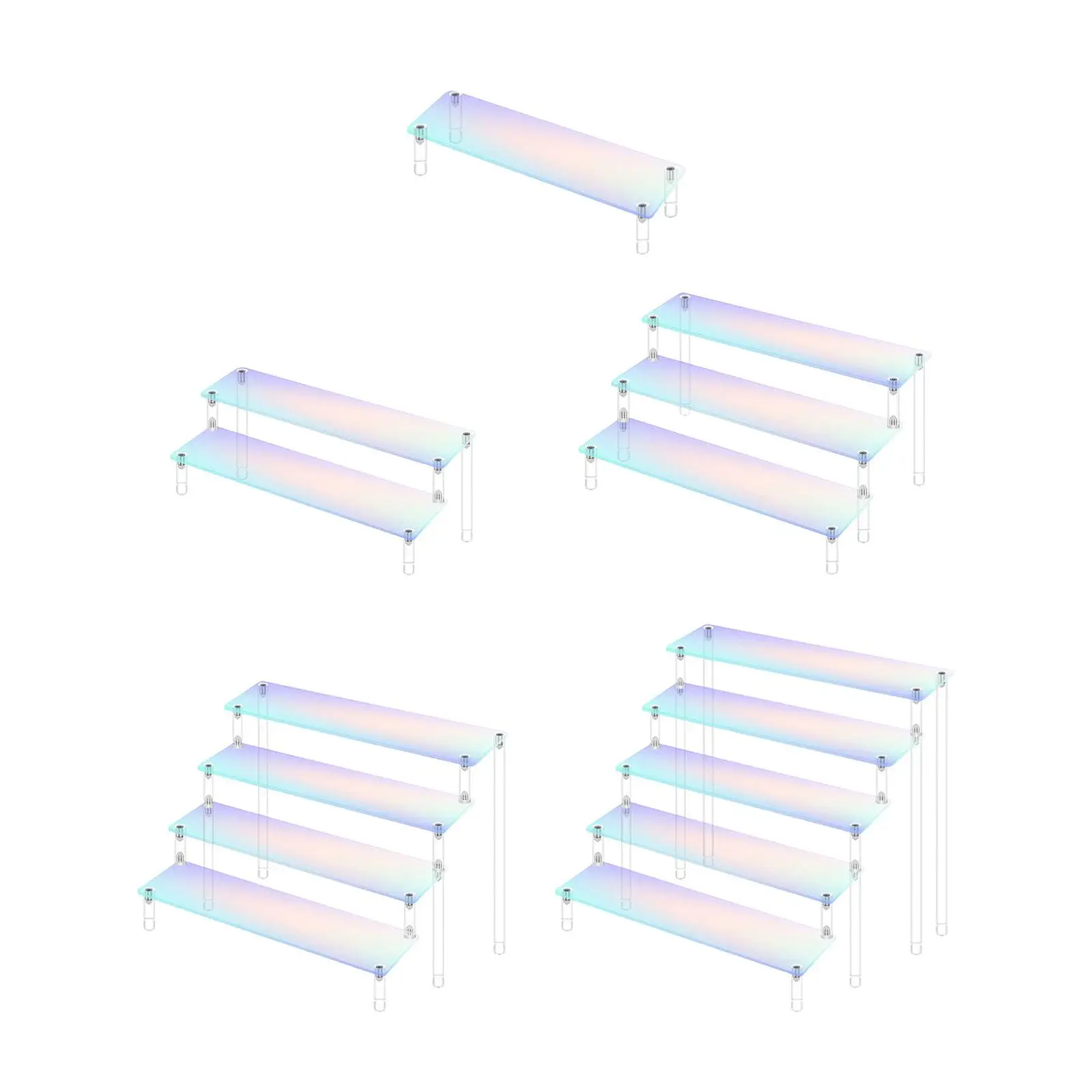 Acrylic Display Riser Rainbow Color 20cm Rectangle Jewelry Display Riser Shelf for Figures Dessert Desktop Decoration Organizer