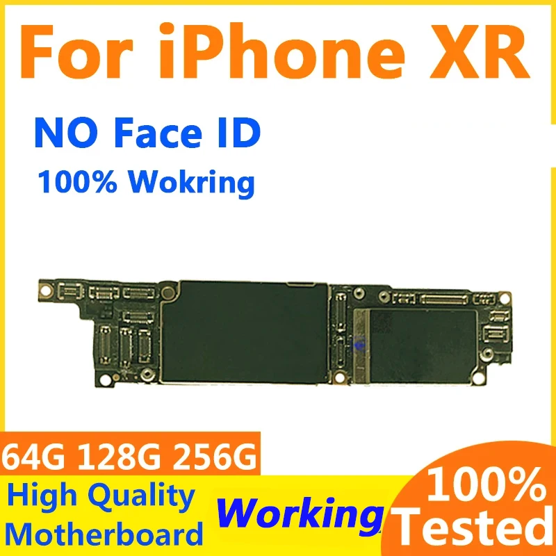 Unlocked Motherboard for iphone xr, 100% Wokring Main Board, With Face ID, Full Chips, IOS System, A+ Clean iCloud 64GB 128GB