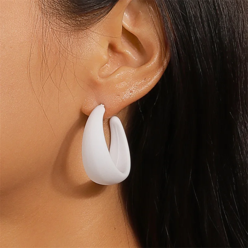 Aihua koreanische bunte Acryl klobige runde Creolen für Frauen einfache geometrische Harz Ohrringe Aussage Schmuck Geschenke – Detail 18