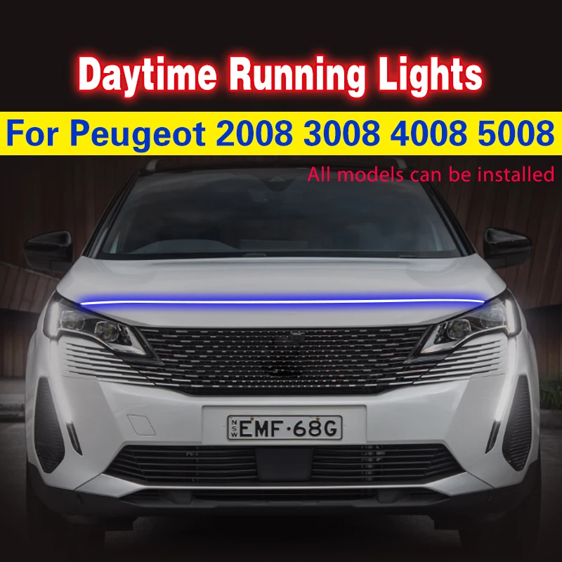 

Car Flashing 1pcs For Peugeot 2008 3008 4008 5008 Waterproof Flexible Car DRL Daytime Running Lights LED 12v Daylight Fog lamp