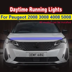 Car Flashing 1pcs For Peugeot 2008 3008 4008 5008 Waterproof Flexible Car DRL Daytime Running Lights LED 12v Daylight Fog lamp