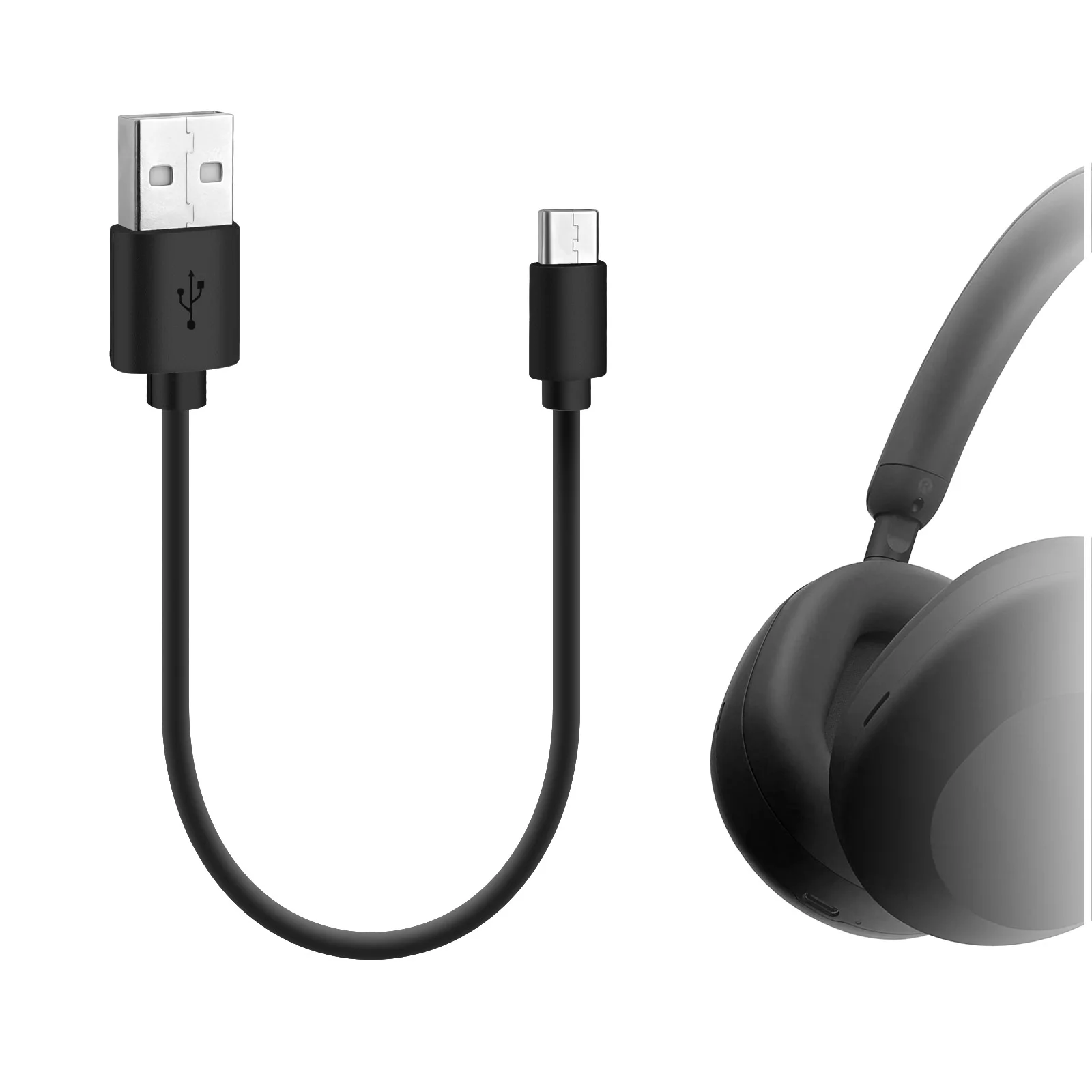 Geekria USB Headphones Short Charger Cable Compatible with Sony WH-1000XM6/XM5/XM4,ULT WEAR,WH-CH720N USB Replacement Power Cord