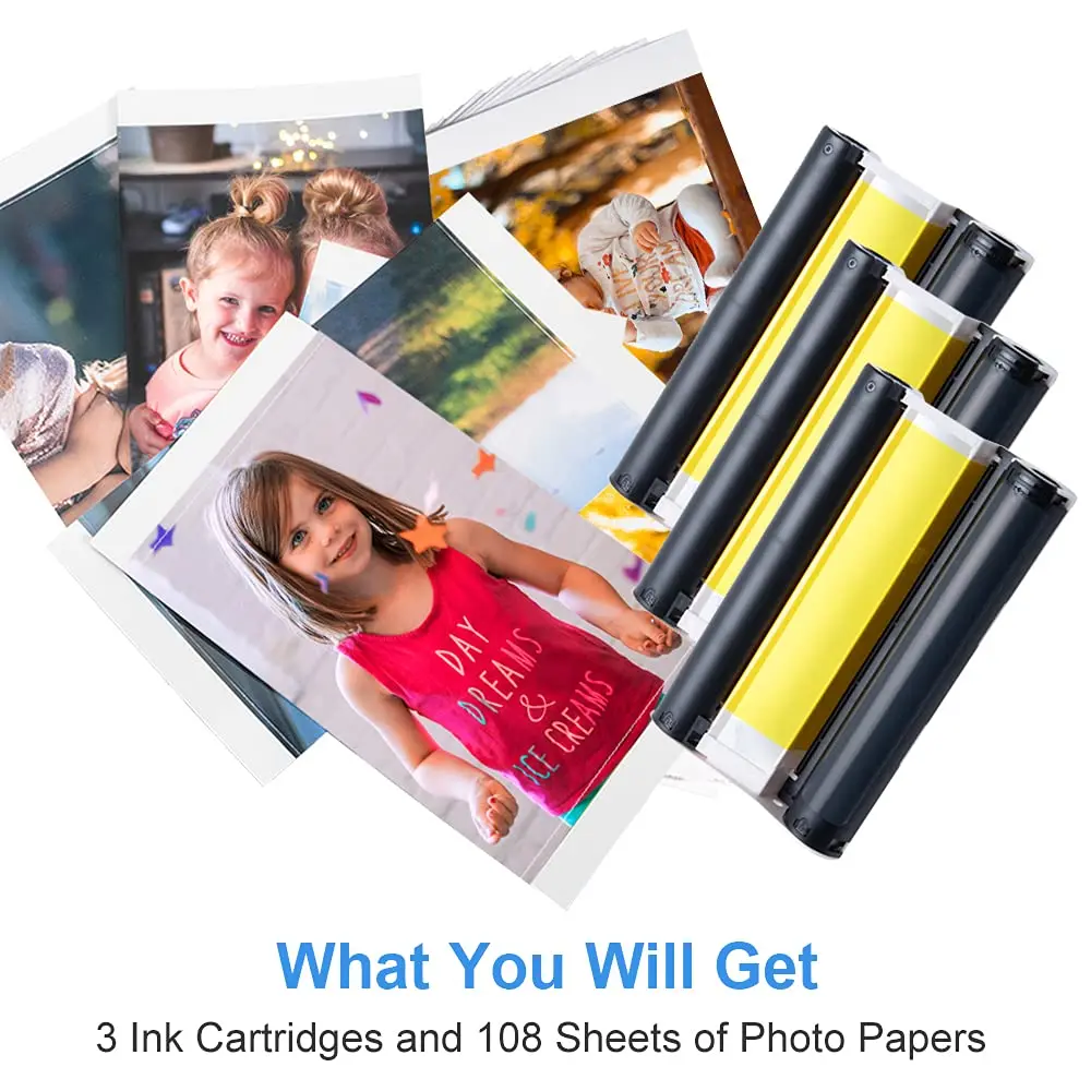 Compatible Canon Selphy CP1300 Photo Paper + Cartridge for Selphy CP CP1300 CP1200 CP1000 CP910 CP820 CP810 CP790 Photo Printer