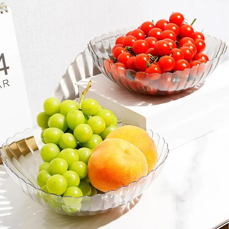 Multifuctional Fruit Plate Transparent Fruit Plate for Living Room Dried Fruit Plate Anti-slip Salad Platters and Trays