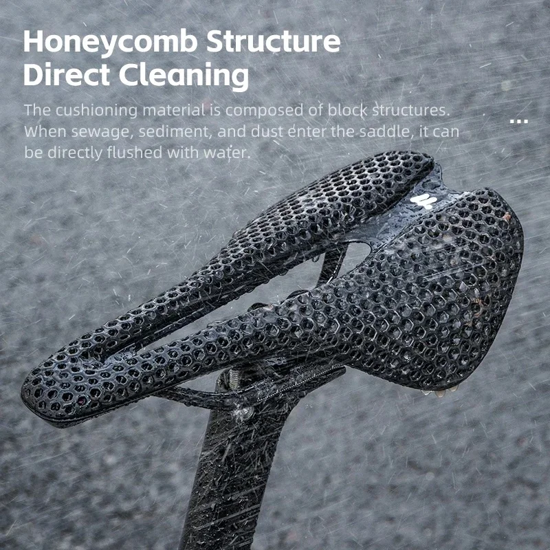WEST BIKING 3D Printed Bike Carbon Fiber Saddle Bicycle Seat Cushion Lightweight Shock Absorption Road Mountain Bike Saddle
