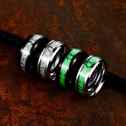 Fashion Simple Luminous Viking Rune Rings Punk Hip Hop 316L Stainless Steel Ring for Men Women Amulet Jewelry Gifts Wholesale
